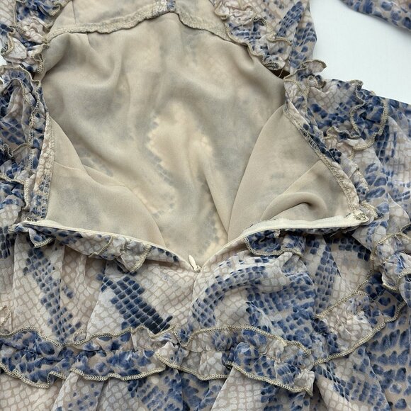 Olivaceous Jules Size Small Snake Print Cut-Out Back Ruffle V-neck Mini Dress - Picture 12 of 12